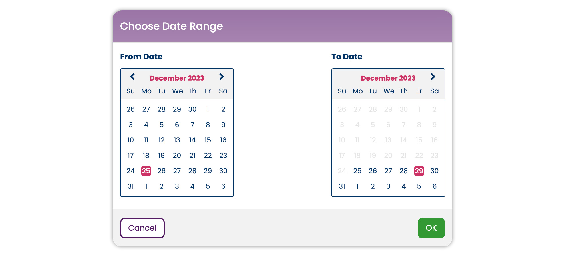 Choose date range