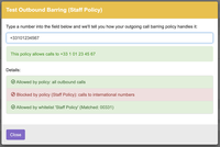 Call Barring Outbound Test Call Barring Outbound Test