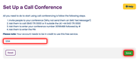 Setting up a call conferencing PIN