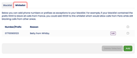 Call Screening Whitelist