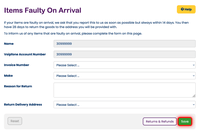 Returning items faulty on arrival