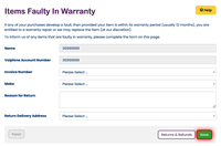 Returning items faulty in warranty Returning items faulty in warranty