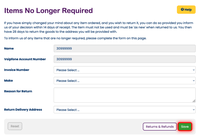 Returning items no longer required Returning items no longer required