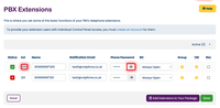 Account number, extension number and extension password location Account number, extension number and extension password location