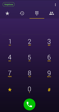 Voipfone app dialing screen Voipfone app dialing screen