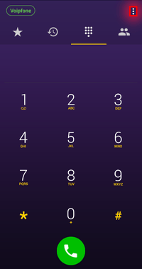 Voipfone app settings button location Voipfone app settings button location