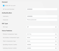 Entering SIP account details