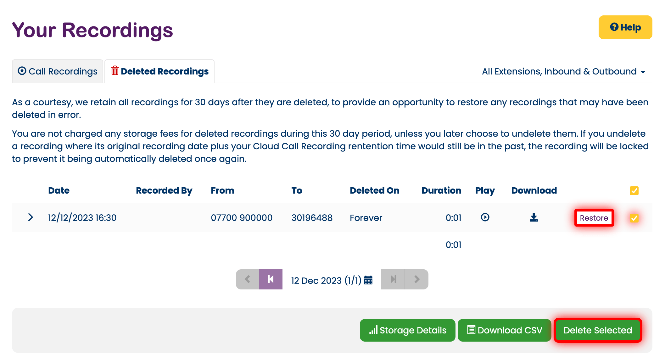 Deleting your recordings Deleting your recordings
