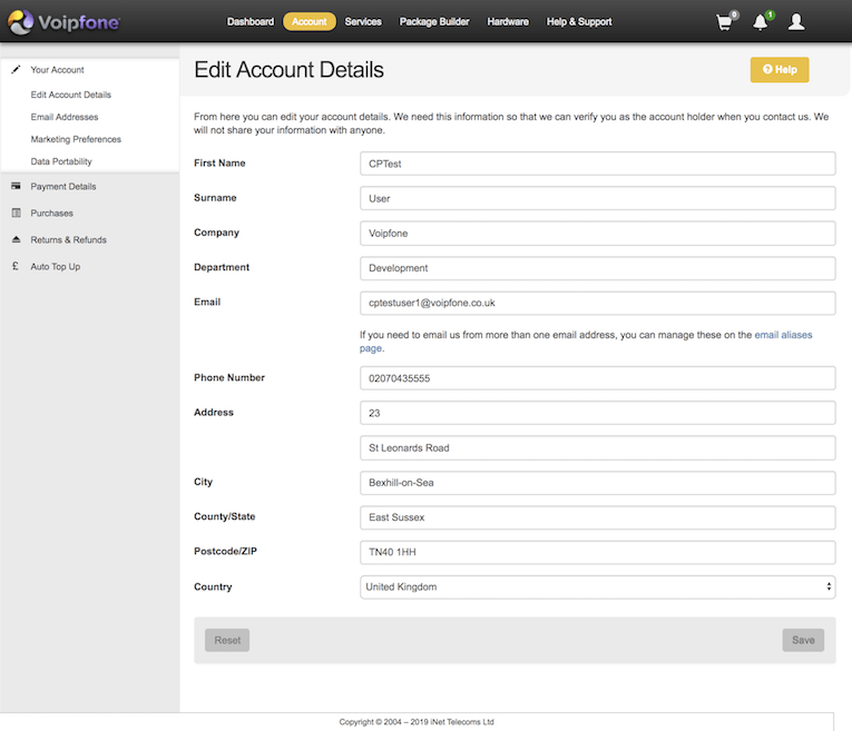 Account Details