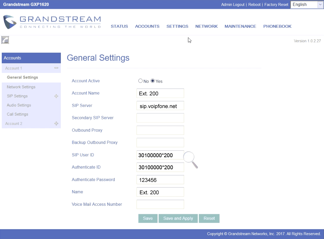 Grandstream GXP1620 Configuration Guide