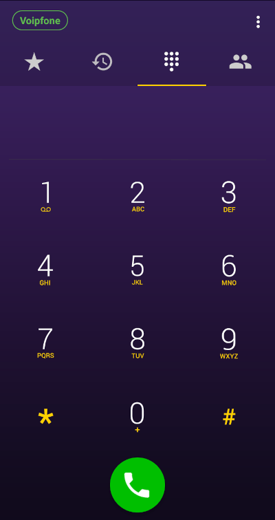 Voipfone app dialing screen