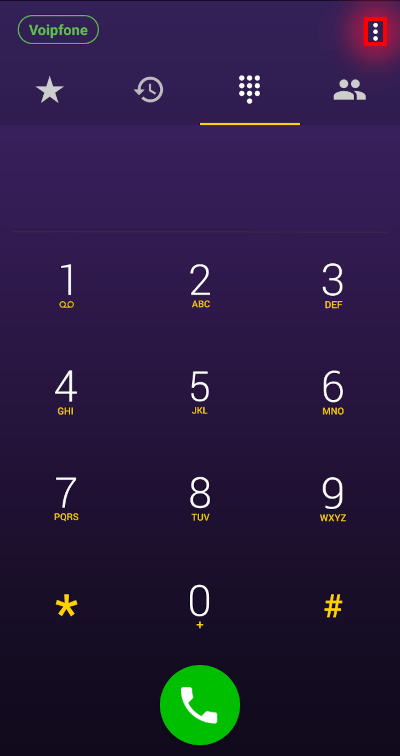 Voipfone app settings button location