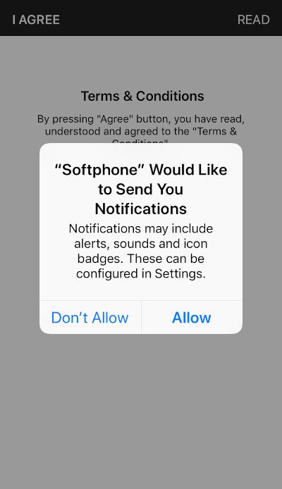 Softphone app microphone permission request