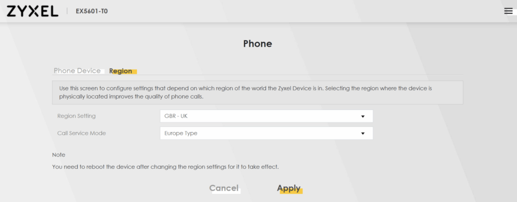 Region phone settings Region phone settings